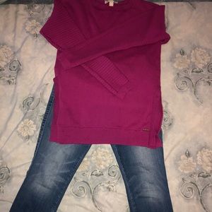 Michael Kors Fuchsia ribbed long sleeve shirt